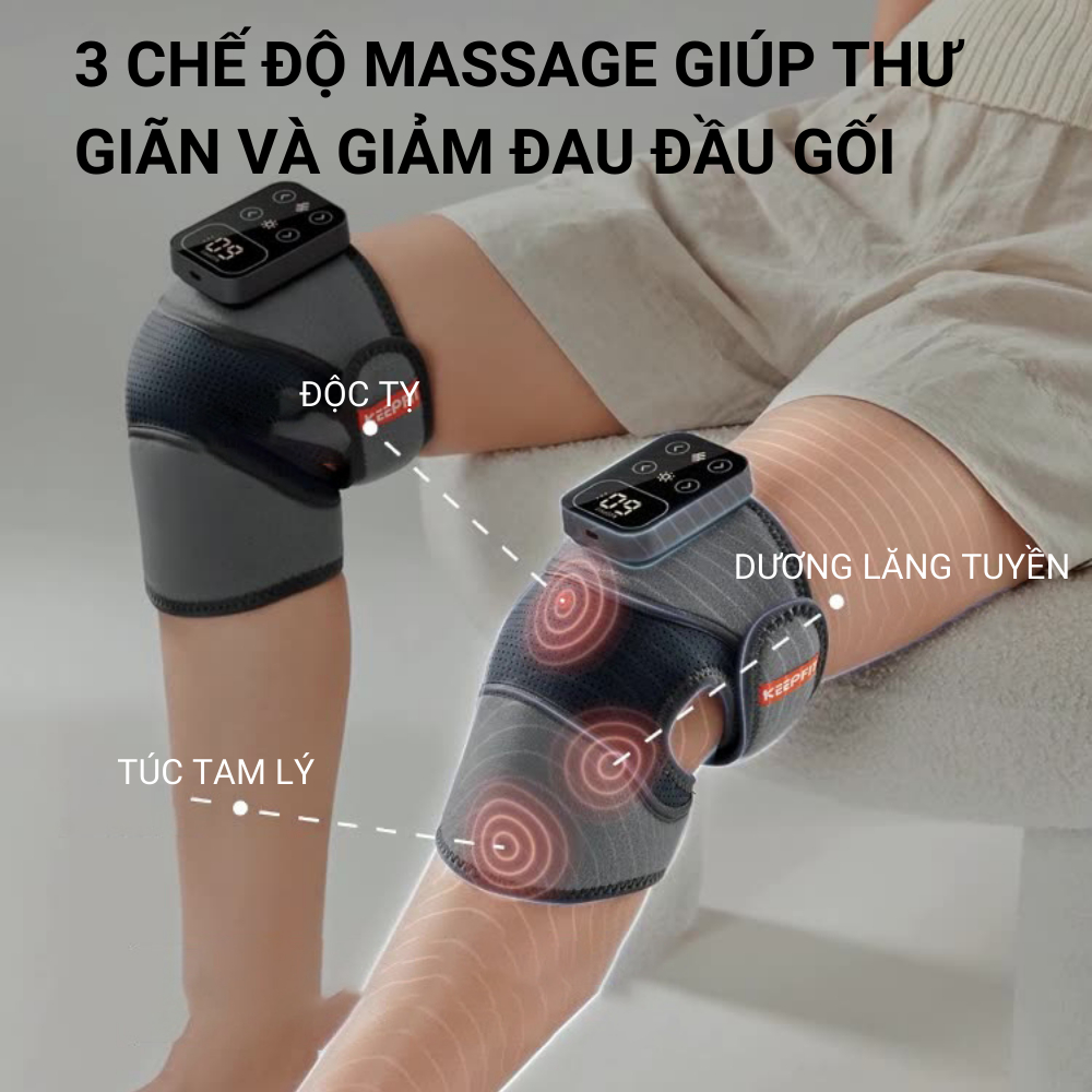 Máy massage đầu gối K9 Lite, massage rung chườm ấm hồng ngoại giúp giảm đau, bảo vệ sức khỏe