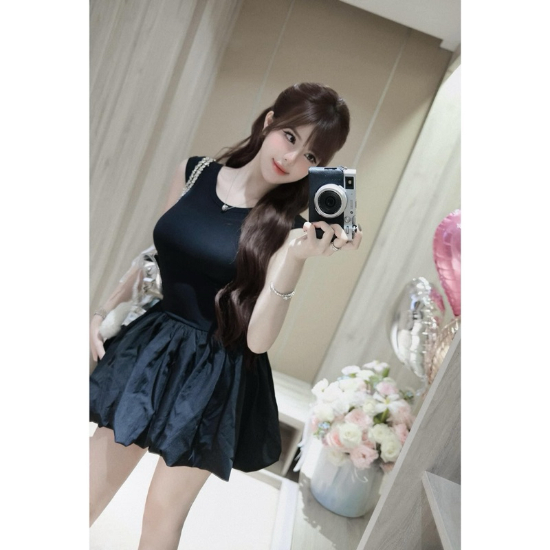 Váy xoè bồng hở lưng MPB[ Sẵn Ship] Còn đen