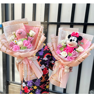 Bó hoa hồng + gấu bông làm quà sinh nhật - quà tặng công ty- quà 20/10-20/11-8/3