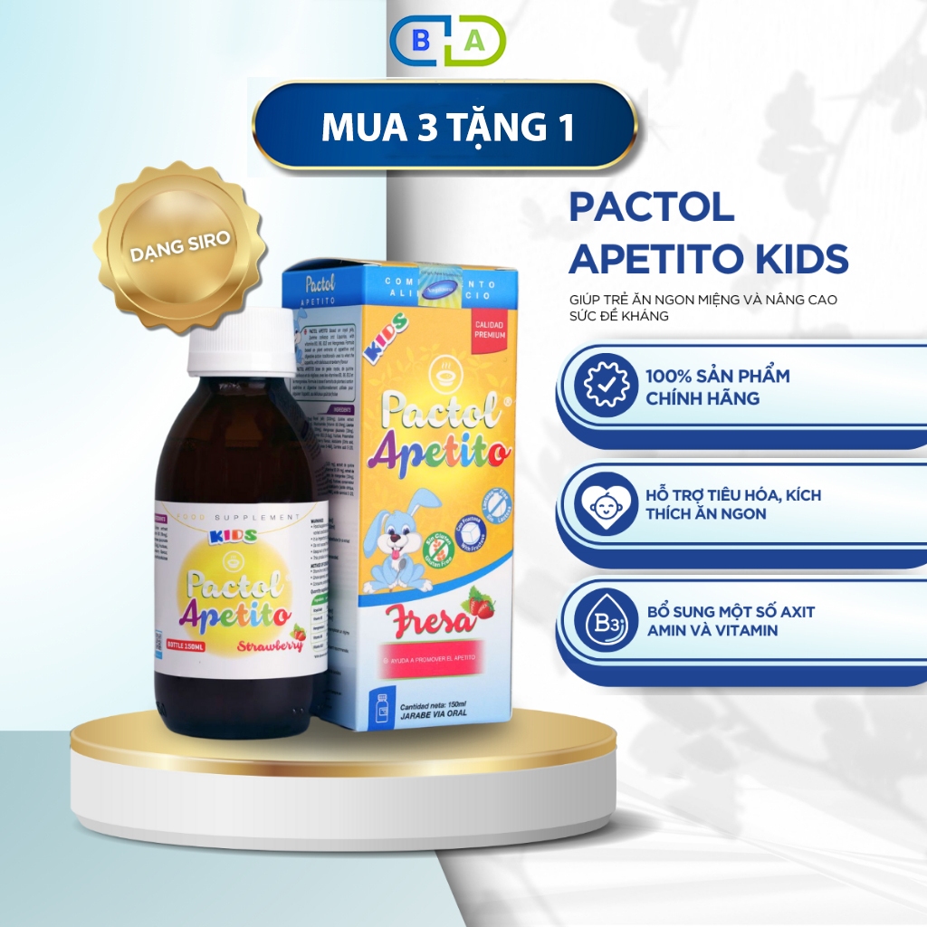 [MUA 3 TẶNG 1] Siro Ăn Ngon PACTOL KIDS PEPTIT 150ml giúp bé ăn ngon miệng, tăng đề kháng | JAPA KIDS