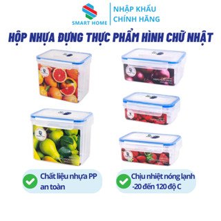 Hộp Thực Phẩm Tủ Lạnh Hình Chữ Nhật Double Lock  - Hộp Nhựa Có Nắp Chất Liệu Nhựa PP Cao Cấp