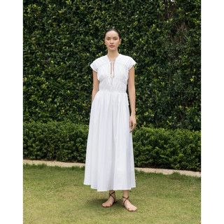 Flora Pleated Dress- Váy xếp ly nhún cách điệu buộc dây, vải cotton nhập khẩu