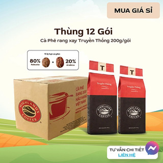 Thùng 12 gói Cà phê Rang xay Truyền thống Highlands Coffee 200g
