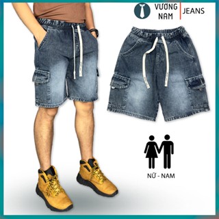 Quần short jean nam Lưng Thun Túi Hộp chất bò denim form đẹp thoáng mát VNO143