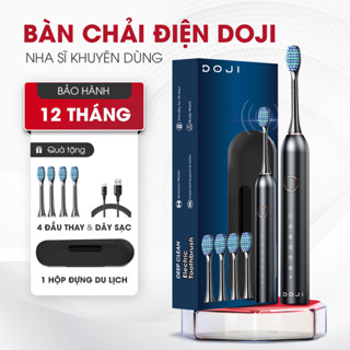 Bàn chải điện DOJI sóng âm X3 Plus, chống nước IPX7, làm sạch 6 chế độ, tặng 4 đầu chải, hộp du lịch