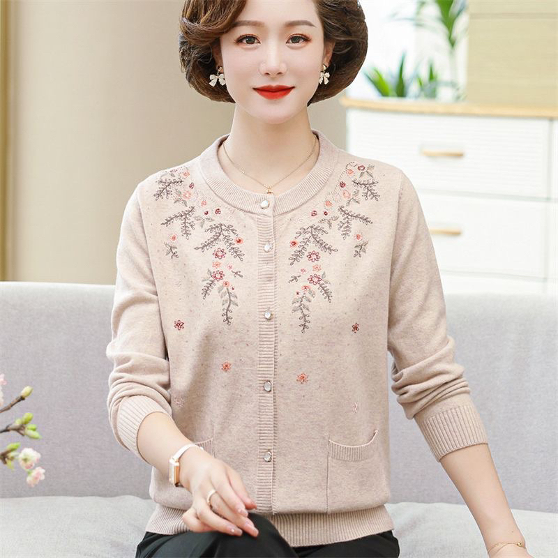 Áo khoác len cardigan trung niên nữ tặng bà tặng mẹ, áo len trung tuổi khoác nhẹ thu đông, áo khoác len trung niên nữ