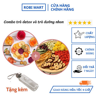 Combo 40 gói trà detox + trà dưỡng nhan robimart giúp đẹp da, đẹp dáng - tặng bình nước thủy tinh 300 ml