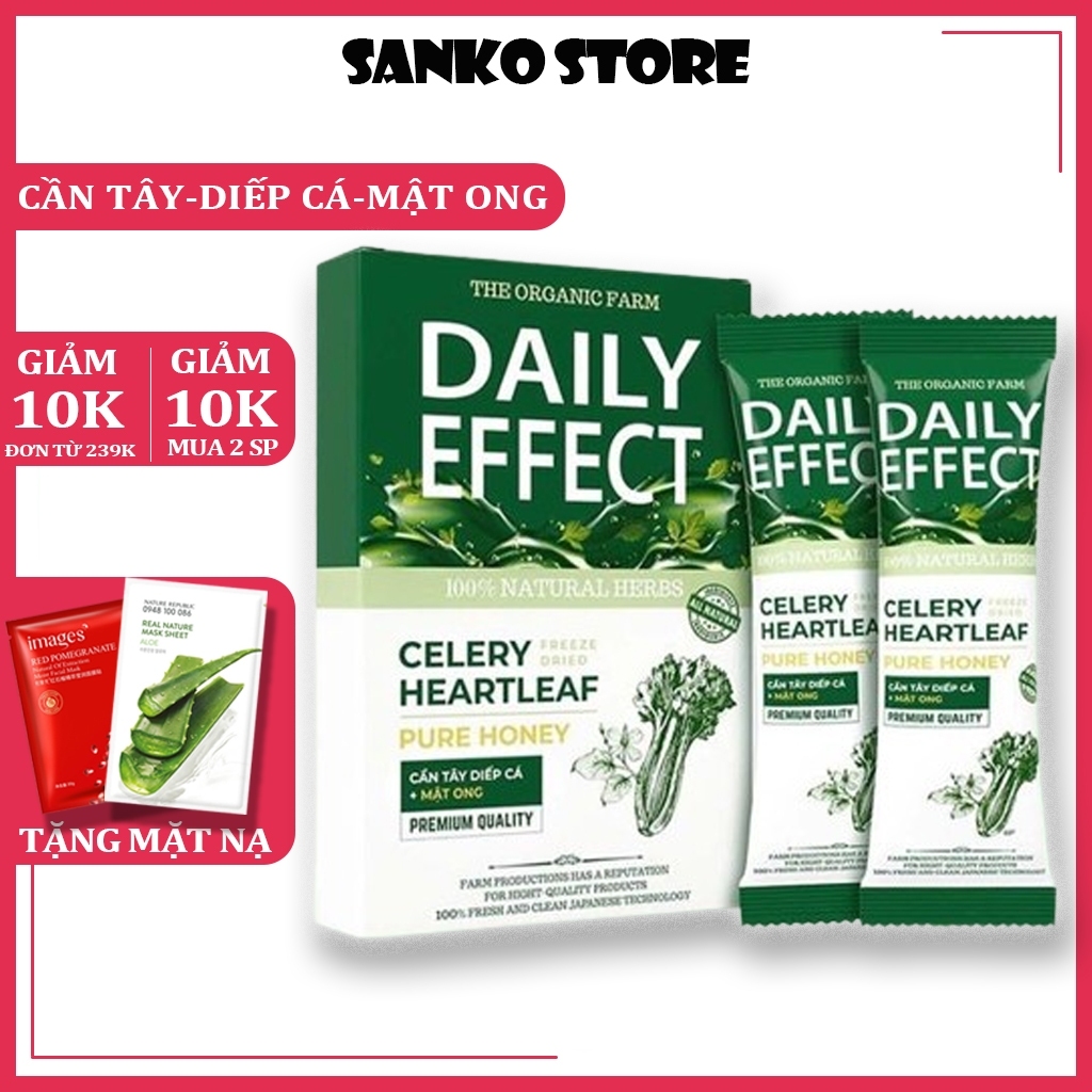 Nước uống ngừa mụn Detox Daily effect từ cần tây, diếp cá, mật ong hộp14 gói tặng quà detox