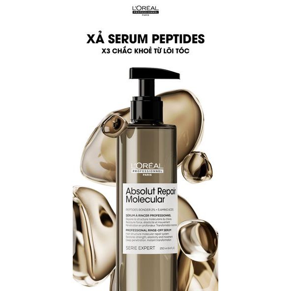 Xả tóc serum Loreal ARM Absolut Repair Molecular siêu phục hồi cấp phân tử Peptides 250ml