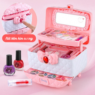 Bộ Đồ chơi valy trang điểm 3 Tầng cho bé gái, cốp trang điểm 3 Tầng cao cấp makeup thật dễ làm sạch