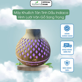 Máy phun sương tạo ẩm khuếch tán tinh dầu indiaca hình lưới vân gỗ sang trọng