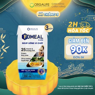 Lốc 3 hộp Soup uống vi chất Fomeal Care 200ml/hộp - Thay thế bữa ăn, dễ hấp thu, ổn định đường huyết, tăng sức đề kháng