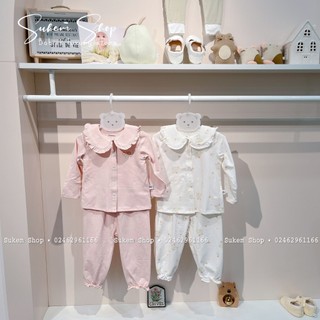Bộ quần áo dài cúc giữa cổ sen nature chaang cho bé gái, bộ dài tay cho bé