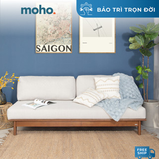 Ghế Sofa Gỗ Tràm Tự Nhiên MOHO VLINE 601 Nệm Xám Nhạt