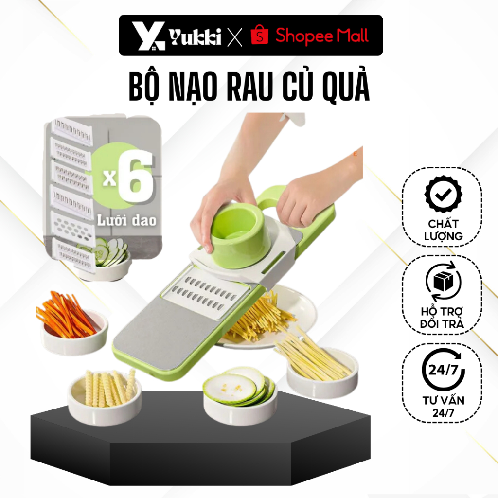Bộ Nạo Rau Củ Quả Cao Cấp, Thiết Kế 6 Lưỡi Dao,Inox 304 Không Gỉ Tiện Dụng ( YUKKI STORE)