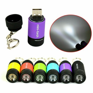 Đèn pin sạc usb  kiêm móc khóa mini torch chông nước  loại tốt  nhiều màu lựa chọn