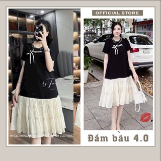 ĐẦM BẦU 4.0-VÁY XINH ĐI TIỆC CÔNG SỞ THỜI TRANG THANH LỊCH THIẾT KẾ DÁNG SUÔNG PHỐI CHÂN VOAN V910
