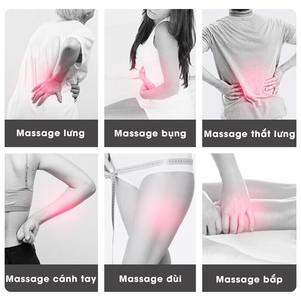 Máy massage cầm tay, Máy đấm lưng cao cấp 6 đầu, Pin sạc không dây siêu tiện lợi , Bảo hành 6 tháng
