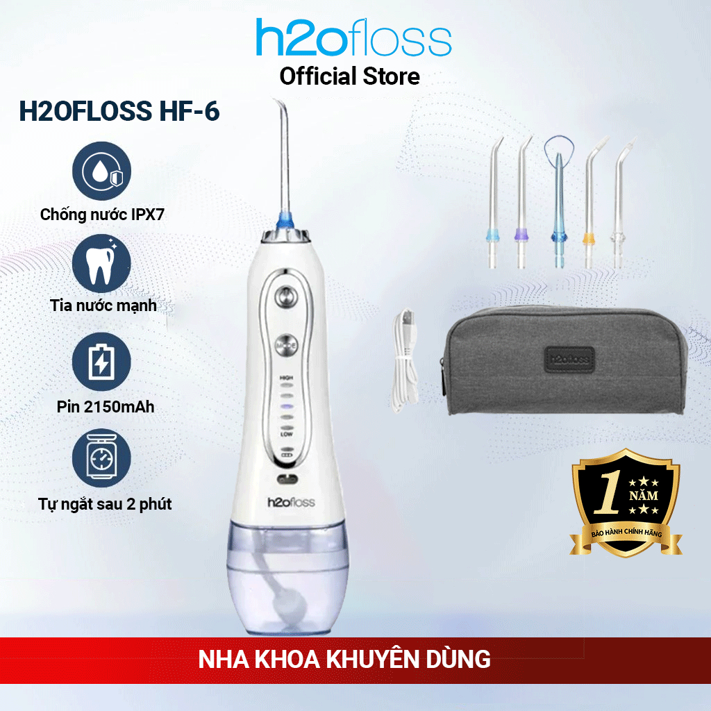 Máy Tăm Nước H2OFloss HF-6 Sạch Răng