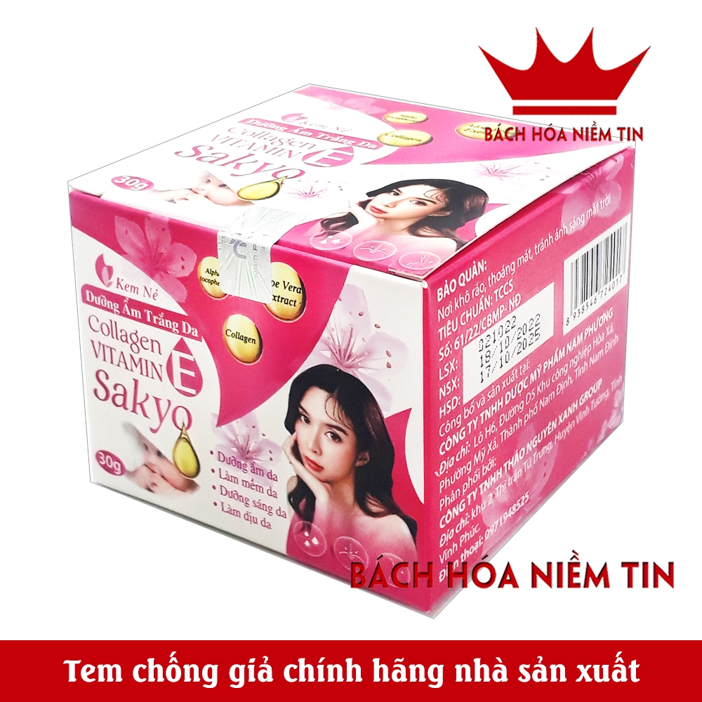 Kem chống nẻ Sakyo - Cung cấp Vitamin E, Collagen, Vaselin - Giúp dưỡng da mịn màng, chống nứt nẻ da - Hộp 30g