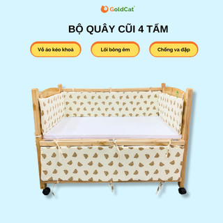 [HOT] Quây Cũi Cho Bé GOLDCAT Thiết Kế 4 Tấm Thông Minh Dùng Cũi Trẻ Em Êm Ái, Chất Liệu Cotton An Toàn Cho Bé