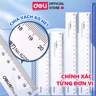  Thước Kẻ Nhựa Trong Suốt 18 20 30cm Học Sinh Deli - Dụng Cụ Học Sinh Cao Cấp Gía Tốt Thước Thẳng Văn Phòng Hình Học 