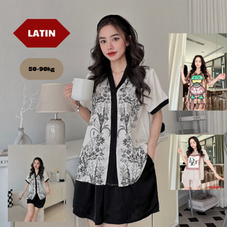 [Mới] Đồ bộ pijama tay cộc, quần đùi lụa LATIN size (50-90kg)