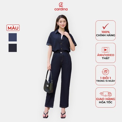 Quần nữ CARDINA chất liệu jeans mềm ống suông cạp cao thiết kế thoải mái dễ mặc trẻ trung nắng động 4QJT03