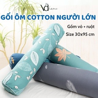 Vỏ áo gối ôm cotton 100% kích thước 35cmx95cm có khóa kéo ở thân, bo tròn 2 đầu, gối ôm dài người lớn