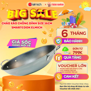 Chảo xào chống dính smartcook elmich sm 5763gr36 -size 36cm, cao 8,5cm, dùng bếp gas, chống dính tốt