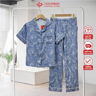 Đồ bộ SANDBOX bộ pyjama, đồ mặc nhà chất lụa Latin thiết kế đơn giản, trẻ trung, hiện đại BPC24002