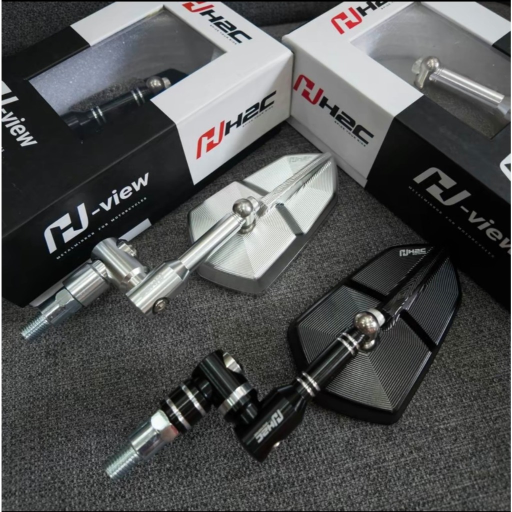 Gương xe máy H2C-Mẫu 6 Cạnh Full Nhôm CNC Góc Rộng Tầm Nhìn Tốt Kính Trắng (Hàng xịn)