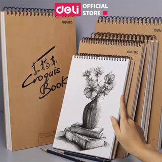 Sổ vẽ phác thảo Deli 40 trang - Gáy lò xo - Khổ ngang A4/B5 - Giấy định lượng 100gsm / 110gsm - 7696 / 7697 / 73632