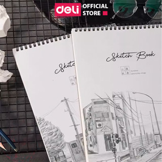 Sổ vẽ phác thảo Deli - Gáy lò xo - Khổ dọc A4 A3 B5 - Sổ vẽ không kị tẩy 110gsm / 160gsm - 73357 / 73634