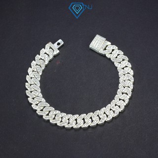 Lắc tay bạc nam cuban bản đặc 9mm đính đá cao cấp phong cách thời trang sang trọng LTA0083 - Trang Sức TNJ