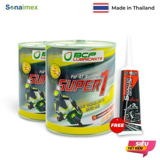 Combo 2 Lon Nhớt Xe Tay Ga BCP Thái Lan 10W40 SL 0.8L+Nhớt Hộp Số (Láp) Xe Ga BCP 80W90 GL5 120mL