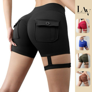 Quần short chun mông tập gym yoga, quần túi hộp chất lulu co dãn 4 chiều - LAV Activewear