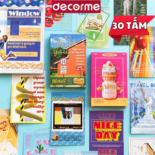 Bộ 30 sticker postcard retro dán trang trí sổ DecorMe 93*143mm