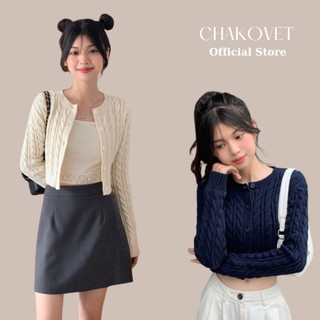 Áo len thừng croptop Chakovet áo cadigan len cổ tròn dài tay cài cúc nhiều màu xinh uzllang phong cách dễ thương A5020