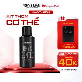 Body mist nam RHYS MAN xịt thơm toàn thân phóng khoáng, lôi cuốn Rhys Gentle 120ml