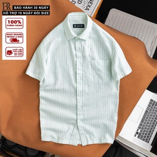 Áo sơ mi linen sọc premium tay ngắn mềm mịn thoáng mát, form regular - Bravery