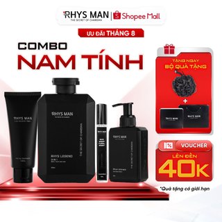 Combo Sữa tắm gội nam 3in1 350ml & Sữa rửa mặt nam 100ml & Dung dịch vệ sinh 120ml & Nước hoa nam 10ml RHYS MAN