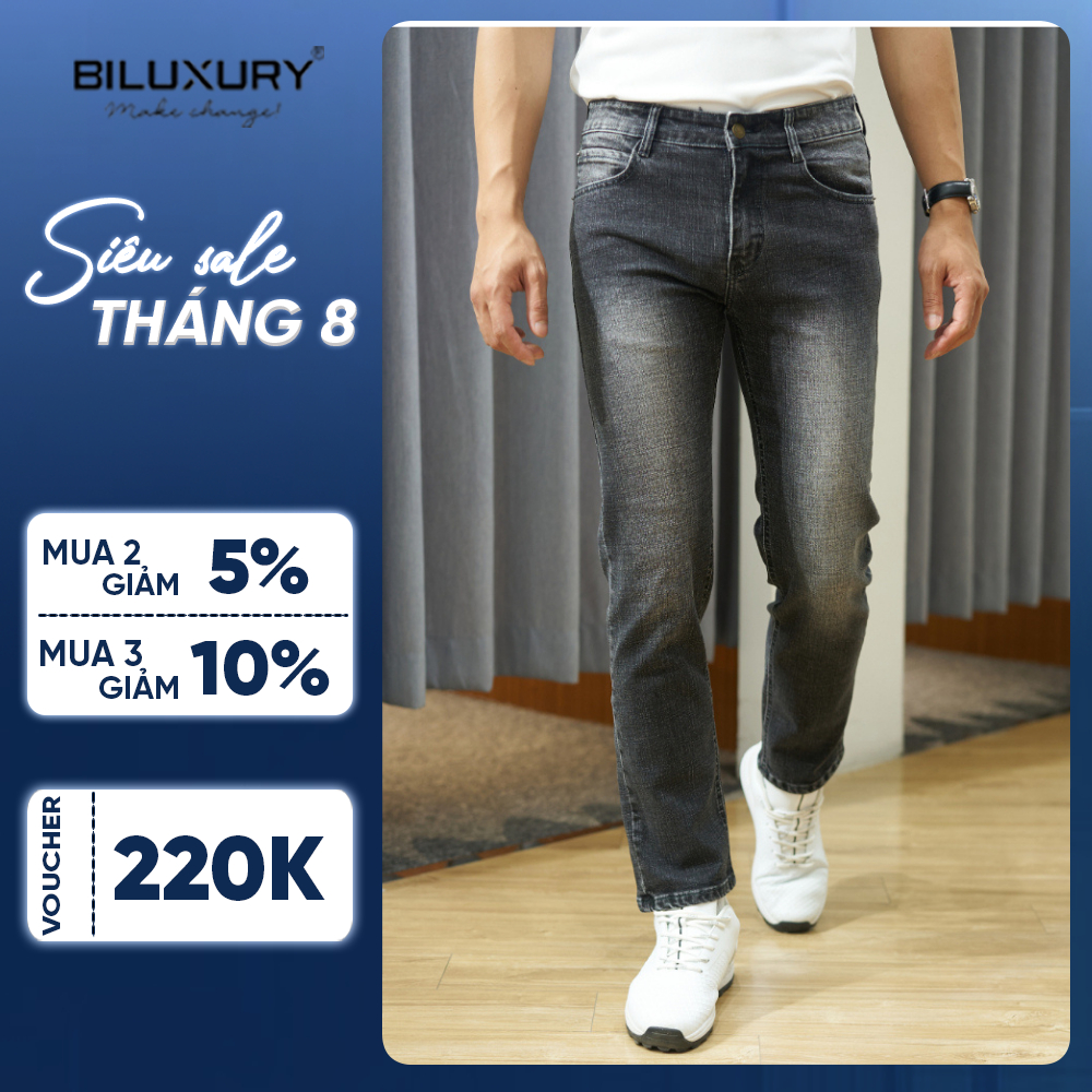 Quần Jean Nam Ống Đứng Biluxury, Quần Bò Nam Baggy co giãn 8QBDB004 - Thương Hiệu Thời Trang Nam Biluxury