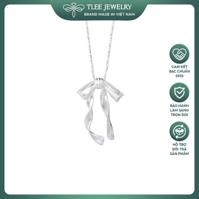Dây chuyền bạc nữ TLEE dây tuyết treo mặt nơ rủ dáng dài màu nhám trắng tiểu thư TLEE JEWELRY D0310