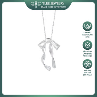 Dây chuyền bạc nữ TLEE dây tuyết treo mặt nơ rủ dáng dài màu nhám trắng tiểu thư TLEE JEWELRY D0310