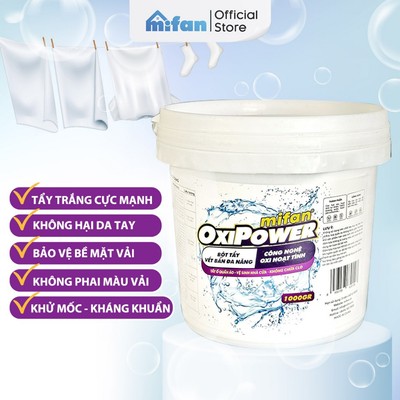 Bột Tẩy Trắng Quần Áo Đa Năng Mifan OxiPower - Làm sạch vải ố vàng, Vết bẩn khó giặt, An toàn, Không phai màu