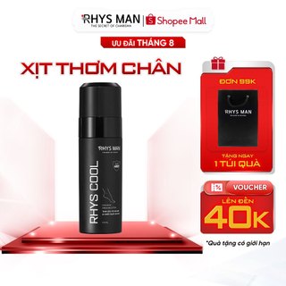 Xịt khử mùi chân 48h RHYS MAN tinh dầu vỏ chanh kiểm soát mùi và ngăn mồ hôi chân Rhys Cool 100ml