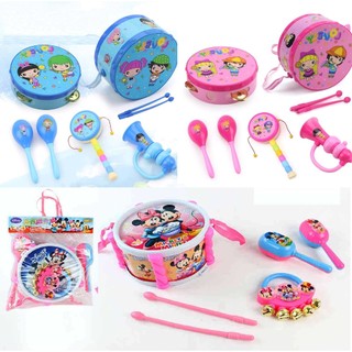 Bộ 6 chi tiết Đồ chơi trung thu Trống tròn trống lắc kèn xúc xắc