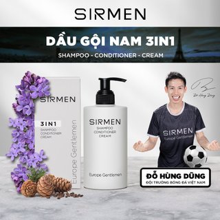 Dầu gội nam 3 in 1 hương nước hoa châu Âu SIRMEN Europe Gentlemen giúp sạch da đầu, tóc chắc khoẻ công nghệ EU-Nano 320g