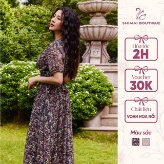 Váy voan hoa nổi dáng dài Shimai Boutique chiết eo thướt tha nữ tính VCT_01